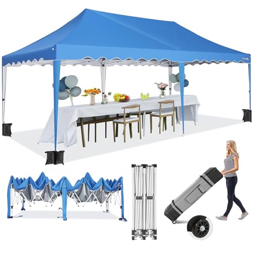 HOTEEL Pavillon 3x6 Wasserdicht Stabil, Faltpavillon 3x6 Pop Up Pavillons FüR Party,Hochzeit,Garten,Markt,UV-Schutz 50+, Höhenverstellbarer Gartenpavillon, Aufbewahrungstasche Mit Rollen,Blau von Hoteel