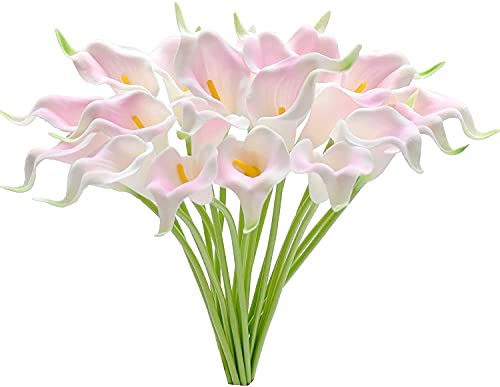 huaao 12 Stück Künstliche Calla Lilien Hochzeitsdeko Blumenstrauß Realistische Latex Wahre Blumenarrangements Dekoration Brauthochzeit Haus Partei Hotel DIY-Blumengestecke, Rosa von huaao