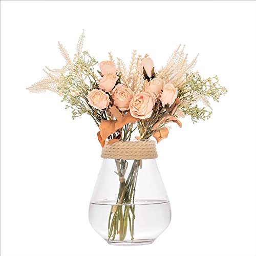 huaao 2pcs Künstliche Blumen Seidenblumen Rose und Weizenähren Blumenarrangements Kunststoff Dekor Pflanzen Bouquet Braut Hochzeitsstrauß Hausgarten Raumdekoration Tisch-Mittelstücke (Champagner) von huaao