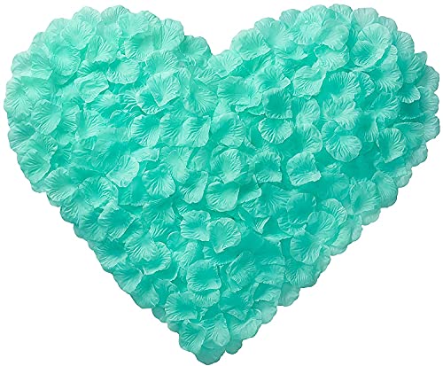 huaao 3000pcs Romantische Rosenblätter Hochzeit Dekoration Romantische für Valentinstag Verlobung Geburtstag Jahrestag, Tiffany-Blau von huaao