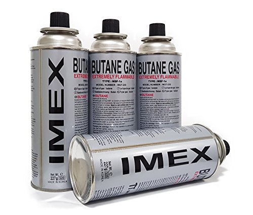 IMEX Gaskartuschen für Gaskocher, Butan Gas, MSF-1a, 227g (4 Stück) von IMEX