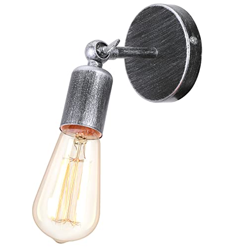 iDEGU Industrie Wandleuchte E27 Wandlampe Innen Vintage Lampenschirm aus Metall 180 ° Einstellbare Metall Wandbeleuchtung für Schlafzimmer Badezimmer Flur Wohnzimmer, Silber-Rost von iDEGU