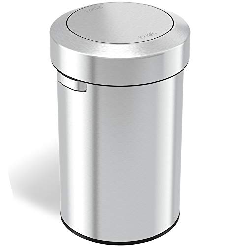 iTouchless Titan-Mülltonne, Schwingdeckel, selbstbalancierend, Klappdeckel, Edelstahl-Schaukelverschluss, ca. 45 l, 17 Gallon Color Name: Stainless Steel, Swing Top von iTouchless