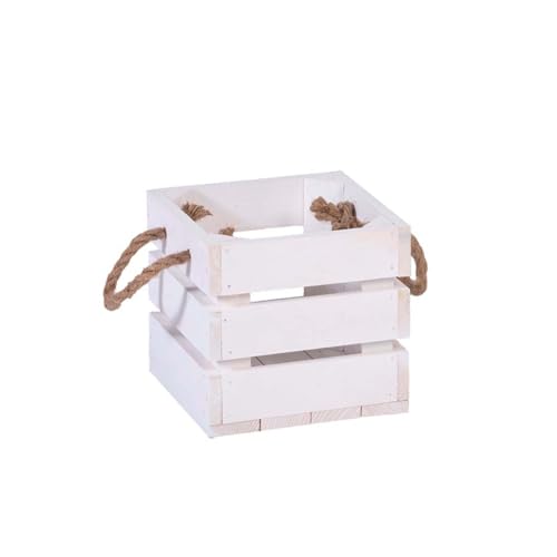 iWerk® - Holzkiste mit Kordel weiß lackiert | Kleine Holzbox zur Aufbewahrung - 18 x 18 x 17 cm | Optimal für Geschenke | Kiste aus Holz im Vintage Stil | Skandinavische Aufbewahrungskiste (Größe S) von iWerk