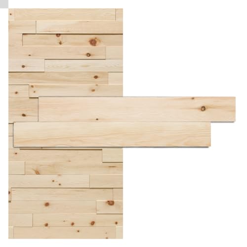 iWerk® – Natürliche Holzpaneele | DIY Zirbenholz Wandverkleidung | Helle Zirbe für ein gesundes Raumklima in Wohnzimmer & Schlafzimmer | Wandpaneele selbstklebend – Design „Tiroler Zirbe“ von iWerk