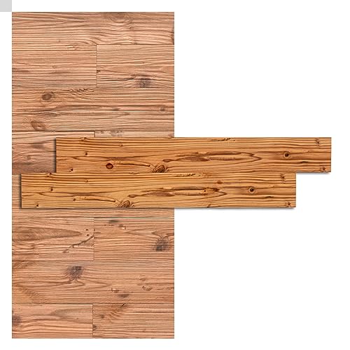 iWerk - Wandpaneele in natürlicher Holzoptik | Selbstklebende Holzpaneele aus nachhaltigem Echtholz für Wand & Decke | Natürliche Wandverkleidung für ein angenehmes Raumklima | Wandpaneel „Alp” von iWerk