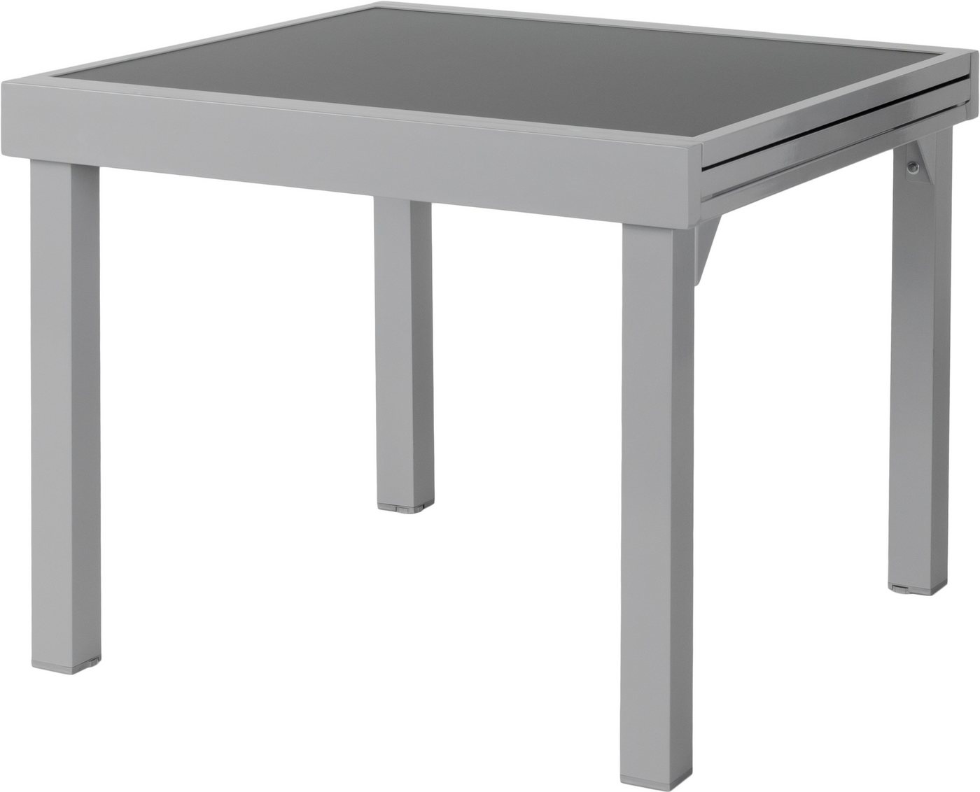 ib style Gartentisch Diplomat Quadro Ausziehtisch 90 - 180 cm Anti Fingerprint silber (Tisch), Gartentisch - ESG-Sicherheitsglas - Anti-Fingerprint von ib style