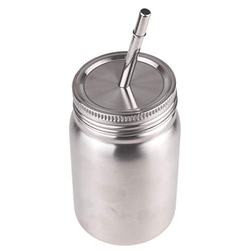 iiniim Edelstahl Becher Isolierbecher mit Deckel Strohhalmen Kaffeebecher Tasse Reiseflasche 500ML/700ML 500ml Silber Einheitsgröße von iiniim