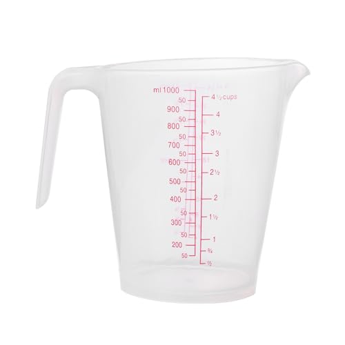 iiniim Plastik Messbecher mit Skala 250ml /500ml /1000ml Transparent Messkanne Kunststoff Mixing Cup Kunststoffbecher Küchenwerkzeug Klar C 1000ML von iiniim