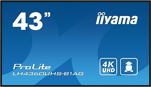 iiyama ProLite LH4360UHS-B1AG 108cm 42.5" Digital Signage Display VA LED Panel 4K UHD HDMI Audio-out USB2.0 RS-232c RJ45 Mediaplayer Android 11 OS WiFi 24/7 schwarz von iiyama