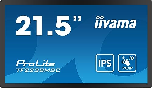 iiyama Prolite TF2238MSC-B1 54,5cm 21,5" IPS LED-Monitor Full-HD Open Frame 10 Punkt Multitouch kapazitiv optisch gebonded HDMI DP USB3.2 7H IP1X Touch-durch-Glas Anti-Fingerprint Metallgehäuse von iiyama