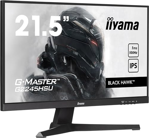 iiyama G-Master Black Hawk G2245HSU-B1 54,5cm 21,5“ IPS LED Gaming Monitor Full-HD 100Hz HDMI DP USB2.0 1ms FreeSync schwarz von iiyama