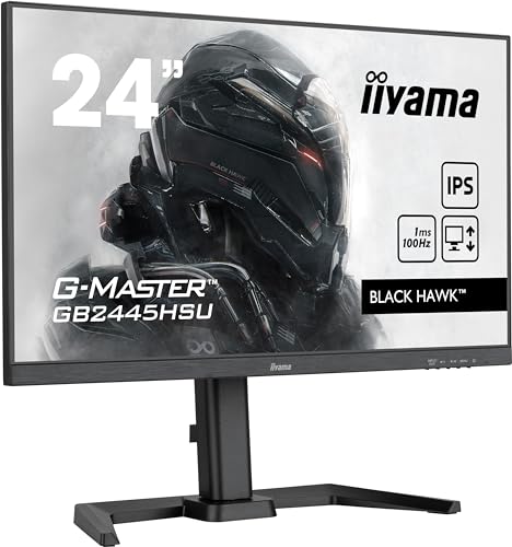 iiyama G-Master Black Hawk GB2445HSU-B1 60,5cm 24" IPS LED Gaming Monitor Full-HD 100Hz HDMI DP USB2.0 1ms FreeSync Höhenverstellung Pivot schwarz von iiyama