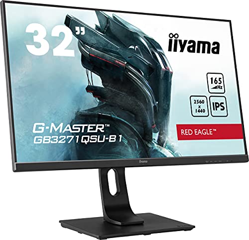 iiyama G-Master Red Eagle GB3271QSU-B1 80cm 31,5“ IPS Gaming Monitor WQHD HDMI DP USB3.0 1ms 165Hz FreeSync-Premium Höhenverstellung schwarz von iiyama