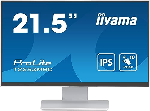 iiyama Prolite T2252MSC-W2 54,5cm 21,5" IPS LED-Monitor Full-HD 10 Punkt Multitouch kapazitiv HDMI DP USB3.0 7H Weiss von iiyama