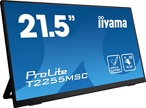 iiyama Prolite T2255MSC-B1 45,5cm 21,5" IPS LED Monitor Full-HD 10 Punkt Multitouch kapazitiv HDMI DP USB3.0 7H MPP2.0 schwarz von iiyama