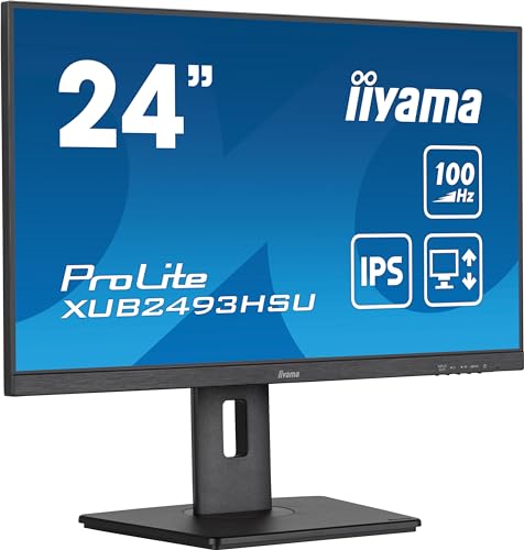 iiyama Prolite XUB2493HSU-B6 60,5cm 23,8" IPS LED-Monitor Full-HD 100Hz HDMI DP USB2.0 Höhenverstellung Pivot FreeSync schwarz von iiyama