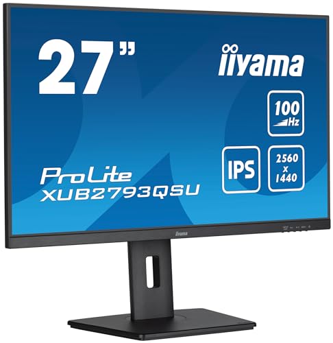 iiyama Prolite XUB2793QSU-B6 68,5cm 27" IPS LED-Monitor WQHD 100Hz HDMI DP USB3.2 Slim-Line Höhenverstellung Pivot FreeSync schwarz von iiyama