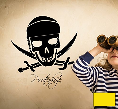 Wandtattoo Wandaufkleber Piratenkopf Totenkopf Pirat Pirate M1354 - ausgewählte Farbe: *Schwarz* Größe:*S_35cmx30cm von ilka parey wandtattoo-welt