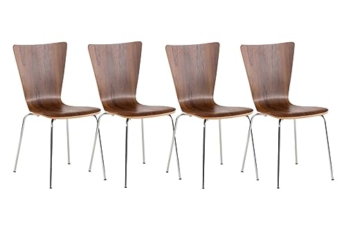Besucherstühle Lenard - Dunkelbraun - Holz - stapelbar - 4er Set - Sitzhöhe 45 cm - modernes Design von inandoutdoormatch