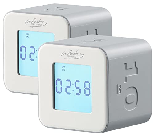 infactory Cube Timer: 2er-Set Digitale Timer-Würfel mit 4 Zeiten, 6 x 6 x 5,5 cm (Digitale Küchenuhr mit Timer, Timer-Uhr, Schachspiele) von infactory