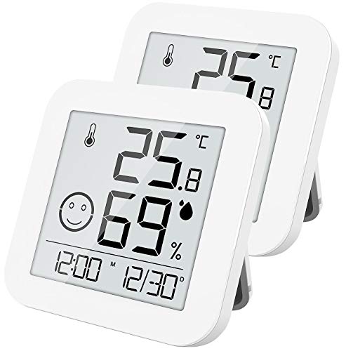 infactory Hygro Thermometer: 2er-Set digitale E-Ink Thermo- und Hygrometer mit extralanger Laufzeit (Digital Thermometer Hygrometer, Elektronische Thermo-Hygrometer, Raum Hydrometer) von infactory
