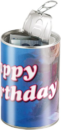 infactory Dosen verpacken Geschenk: Geschenkdose Happy Birthday: Originelle Präsent-Verpackung (Geld in Dosen Verschenken, Geschenkedosen, als Geschenkverpackung) von infactory