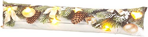 infactory LED-Dekokissen: Zugluftstopper-Deko-Kissen mit Weihnachts-Motiv, 7 LEDs, 90 x 20 cm (Zugluftstopper mit LED Licht, Zugluftstopper Tür Kissen, Fenster Weihnachten) von infactory