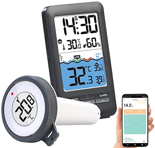 infactory TUYA Pool Thermometer: Smartes WLAN-Teich- & Poolthermometer, Funk-Empfänger, App, IP67 (Pool Thermometer WiFi Alexa, Poolthermometer Teichthermometer, Unterwasser) von infactory