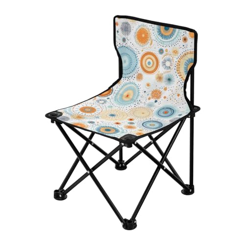 innewgogo Orangefarbener Mandala-blauer faltbarer tragbarer Campingstuhl für Damen und Herren, leichte Reisestühle, ergonomisch geformter Außenstuhl zum Kochen, Picknick, Camping von innewgogo