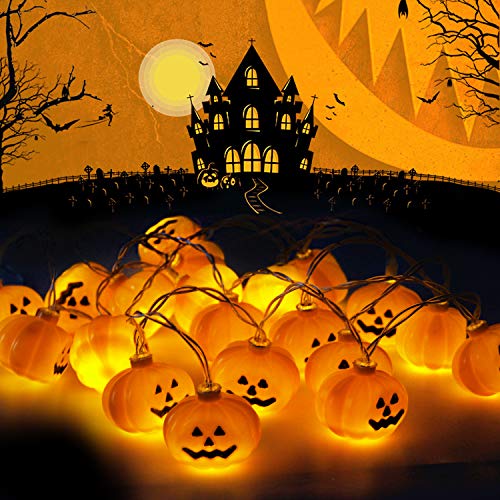 innislink LED Lichterkette Kürbis, Kürbis Lichter Schnur 3m 20LED 3D Kürbisse Laterne Batterie Halloween Pumpkin String Light, Beleuchtung Deko für Halloween Weihnachten Ostern Gärten Häuser -Warmweiß von innislink