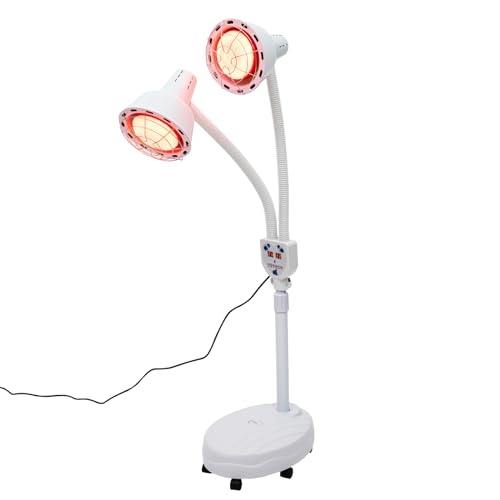 innytund Infrarotlampe 275W Rotlichtlampe Wärmelampe Doppelkopf Infrarotlampe Wärmelampe 360° Lampe Massagelampe Rotlichtstrahler Heizlampe für Behandlung von Erkältungen und Muskelverspannungen von innytund