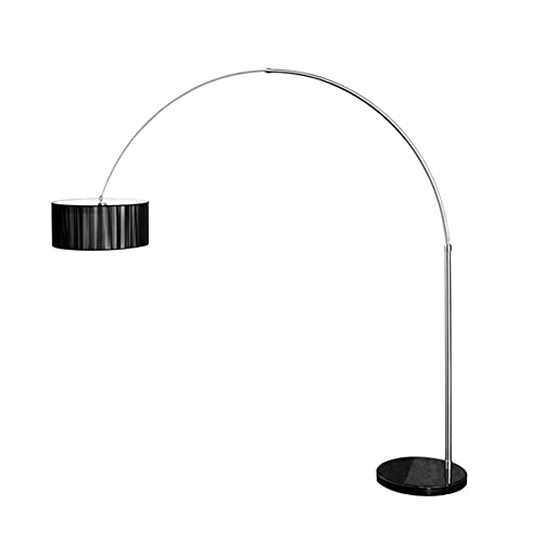 Design Bogenleuchte EXTENSO Stoffschirm in schwarz Stehleuchte mit schwarzem Marmorfuß Bogenlampe Wohnzimmer Beleuchtung von Invicta Interior
