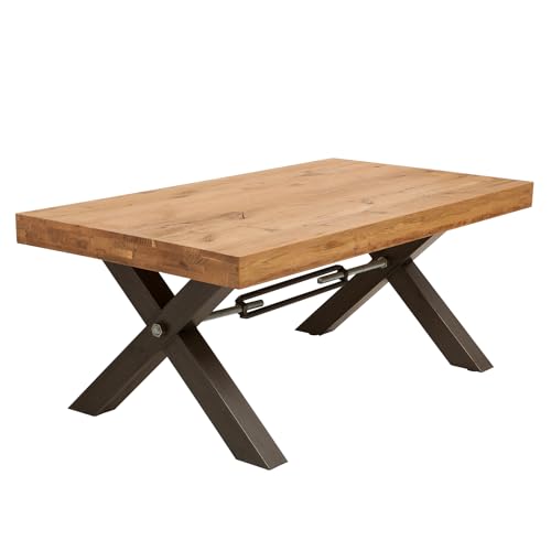 Massiver Couchtisch Thor 110cm Wild Eiche geölt im Industrial Design Wohnzimmertisch Holztisch Tisch von Invicta Interior