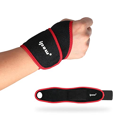 ipow [ 2er Set Handgelenkbandage Handgelenkstütze einstellbare atmungsaktive Handgelenk Unterstützung für Sport, Fitness & Bodybuilding (Rot+Schwarz) von ipow