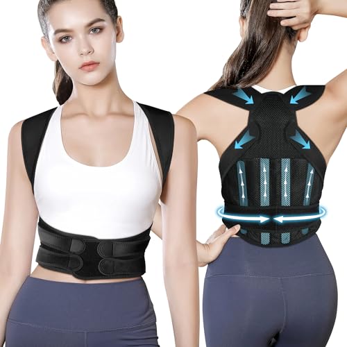 ipow Rücken Geradehalter haltungskorrektur für Damen und Herren, atmungsaktiver Rückenstützgürtel Back Posture Corrector für Schulterschmerzen, Rückenschmerzen Größe M von ipow