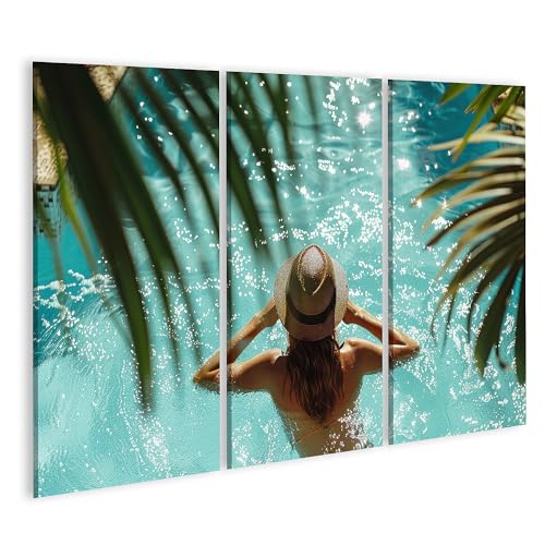 islandburner Bild auf Leinwand Elegante Frau genießt entspannt einen luxuriösen Sommertag am Pool Luxusvilla Luxus Spa & Wellness Resort Leinwandbild von islandburner