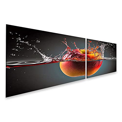 islandburner Prime Bild auf Leinwand Apfel Tropfen Wasser Erfrischende Früchte Küchenbild für Küche Bilder Wandbilder Poster von islandburner