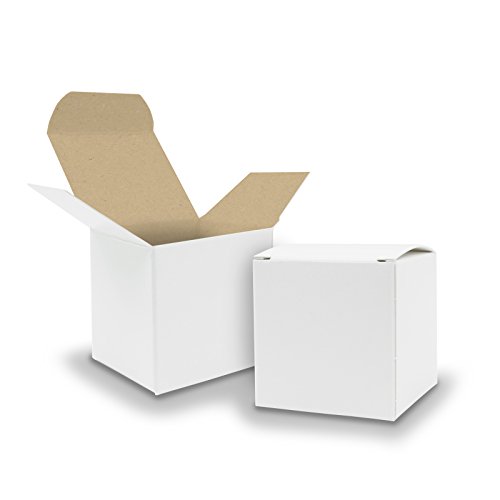25x itenga Würfelbox KraftKarton 6.5x6.5cm außen weiß innen braun Gastgeschenk Schachtel zum Befüllen (Hochzeit. Adventskalender. Taufe. Geburtstag. Geschenk. Kommunion) von itenga