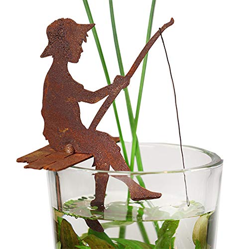 Dekofigur Kleiner Angler Finn auf dem Steg sitzend im Rost Design, Rostfigur für den Garten, Gartendeko, Teichdeko, Metalldeko von itsisa