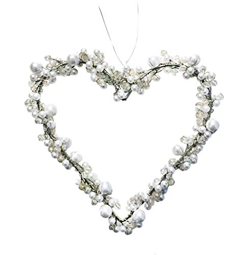 Drahtherz/Perlenherz, White Pearls zum Aufhängen - Herz aus Draht, Fensterdeko von itsisa