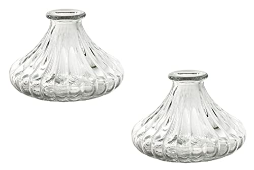 Glasvase Chantal, Glas Vase, H: 7 cm (2er Set) - kleine Vasen, Blumenvase, Tischdekoration, Deko Hochzeit (klar) von itsisa