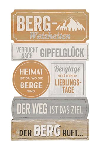 Holzschild Bergweisheiten 30x50 cm - Plankenschild Wandbild, Sprüche Gebirge, Hängeschild Berg Wandern von itsisa