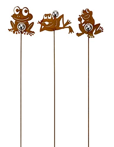 itsisa ® Gartenstecker Frosch (3er Set) im Rost Design H: 94 cm, Rostfigur für den Garten, Gartendeko, Metalldeko von itsisa