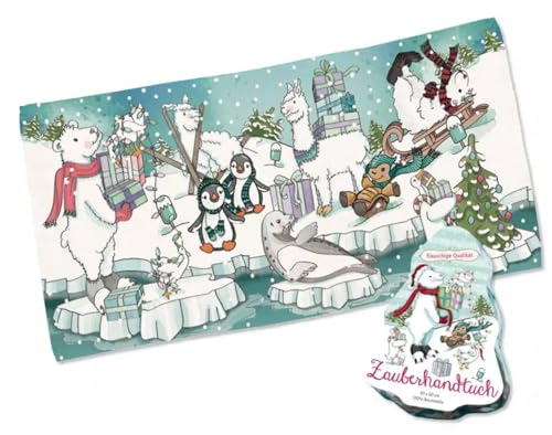 itsisa Magisches Handtuch Winterzauber 60x30 cm - Zauberhandtuch, Kinder Handtuch, Kindergeschenk, Winter, Weihnachten, Adventskalender von itsisa