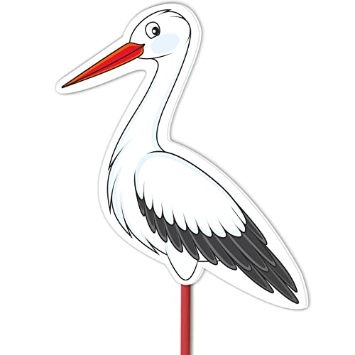 Storch zur Geburt Baby I 105 cm Geburtsstorch I wetterfest für draußen I Inkl. Stab aus Holz I Geburtsgeschenk Klapperstorch für Junge & Mädchen I Deko Willkommen zuhause von iulias Freude schenken!