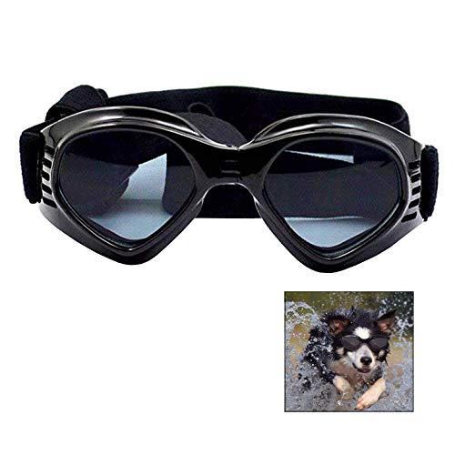 iwobi Hunde Sonnenbrille Verstellbarer Riemen für UV-Sonnenbrillen Wasserdichter Schutz für kleine und mittlere Hunde (schwarz) von iwobi
