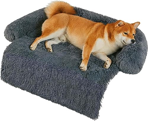 iyoimono Plüsch Hundebett Flauschig rutschfest Hundebetten Abnehmbarem Waschbar Hundekissen Hundesofa für Kleine Hunde Mittelgroße Hunde Hundematte Hundedecke Haustierbett Dunkelgrau 60 X 55 X 10 cm von iyoimono