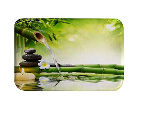 izielad Zen Bambus Blume Stein Kerze Wasser Badematte Badewanne Matte Duschmatte Badematten für Badewanne rutschfeste Badematte Duschmatten Nicht Beleg 40x60cm 15.7x23.6 INCH von izielad