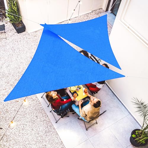 jarolift Sonnensegel Dreieck Gleichseitig Atmungsaktiv Sonnenschutz Sichtschutz für Balkon Terrasse Garten HDPE-Gewebe, 360 x 360 x 360 cm, Azurblau von jarolift